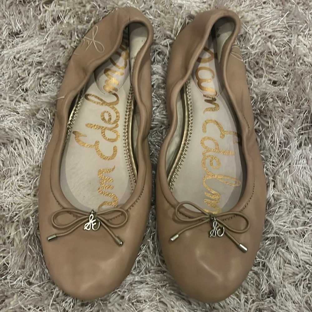 Sam Edelman Women's Leather Ballet Flats Beige Size 7w